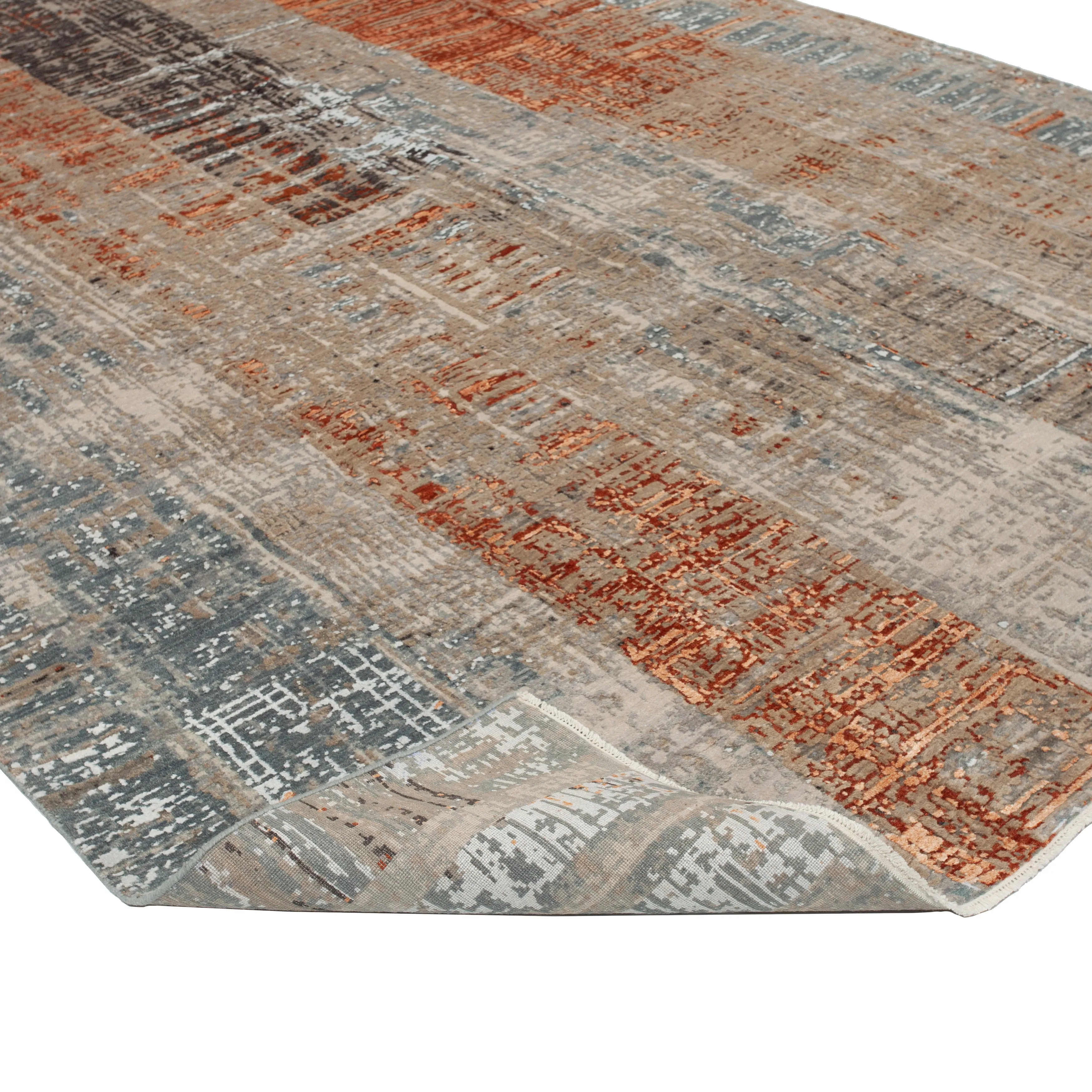 Multicolored Modern Wool Blend Rug - 9'1" x 12'1"