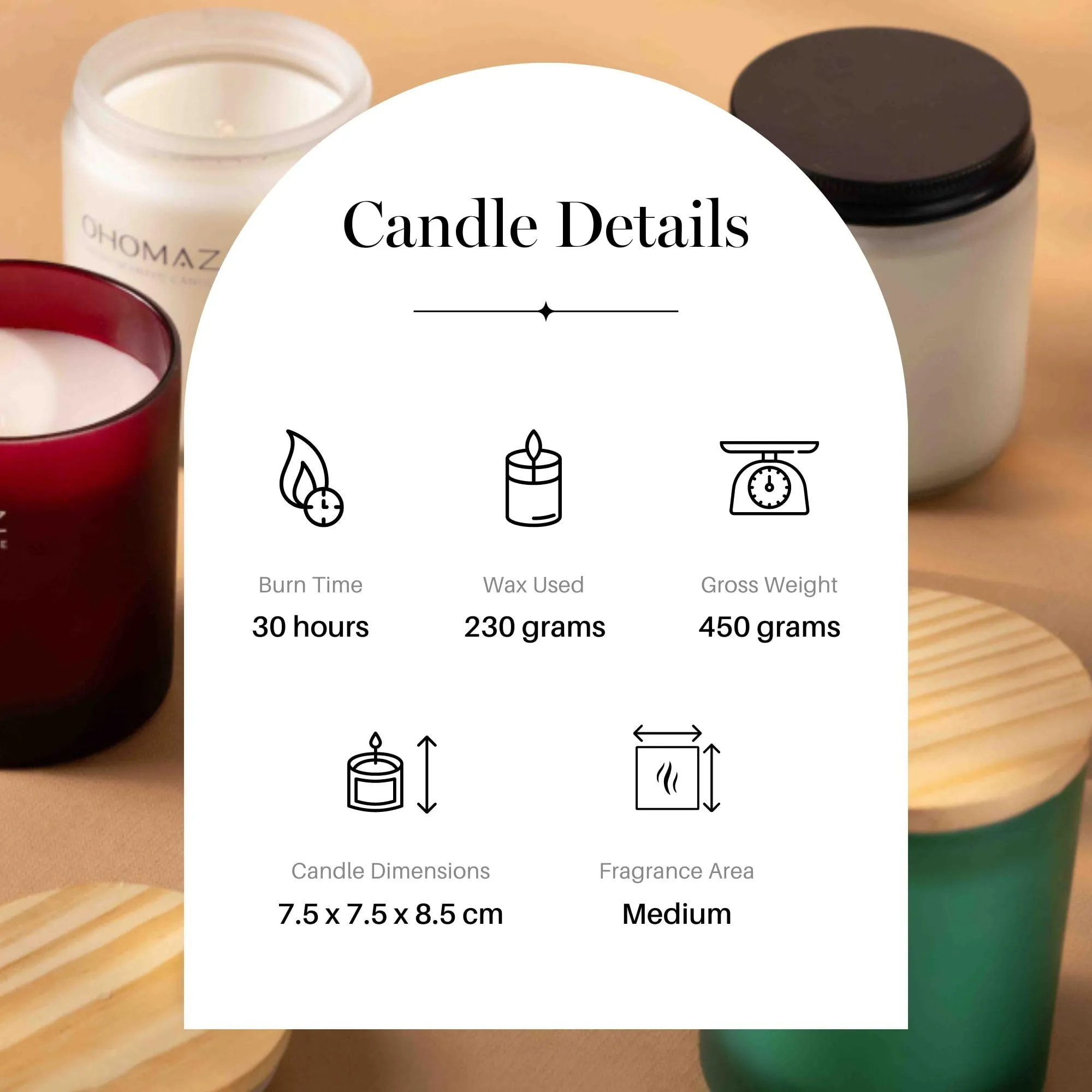 OHOMAZ Enchanted Garden Scented Candle | Majestic Maroon with Gold Rim | 400 gram | Romentic Date Night & Reading Book | Dark Red Rose   Mimosa | Premium Soy Wax | Burn Upto 35 Hrs | Pack of 1