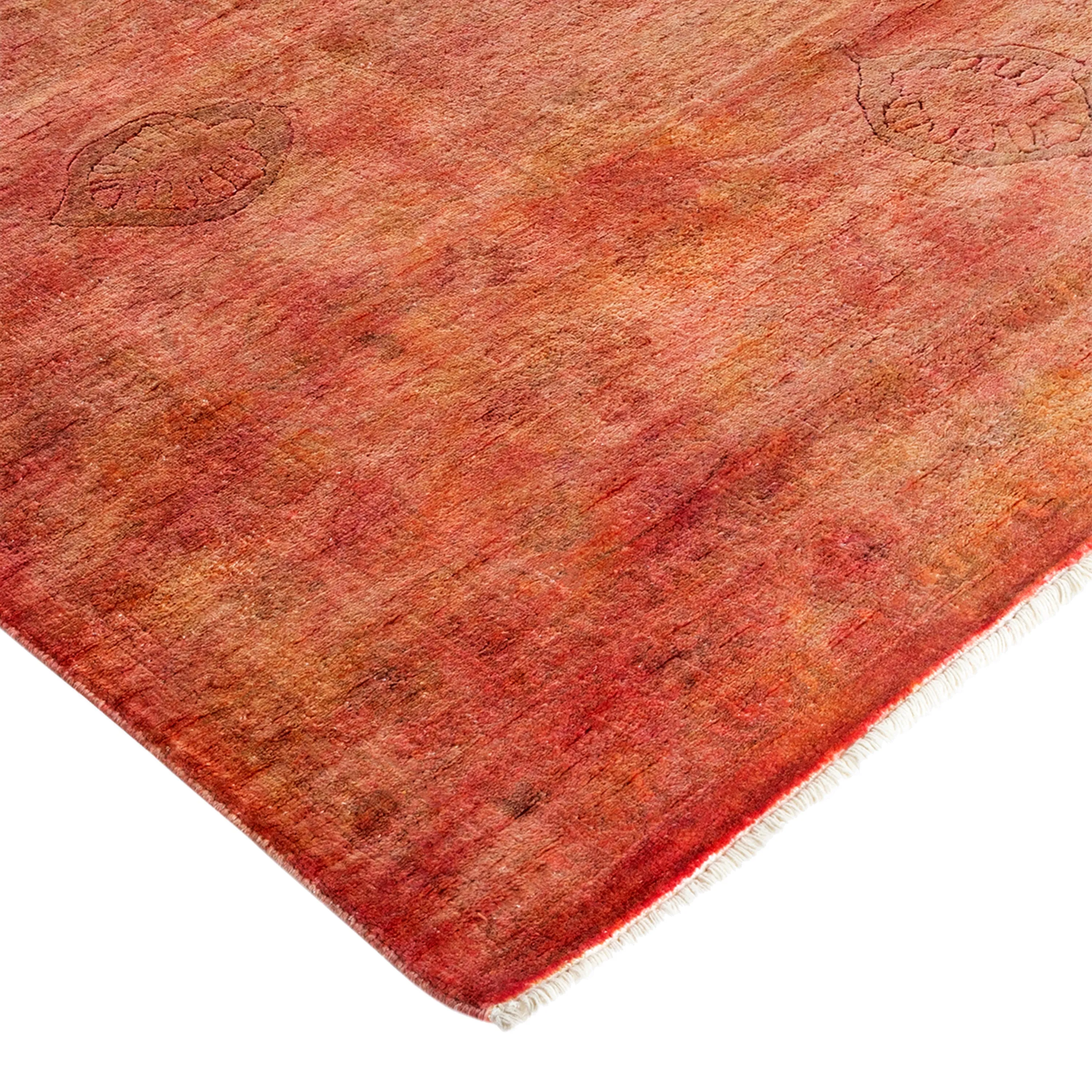 Orange Overdyed Wool Rug - 10' 1" x 14' 1"