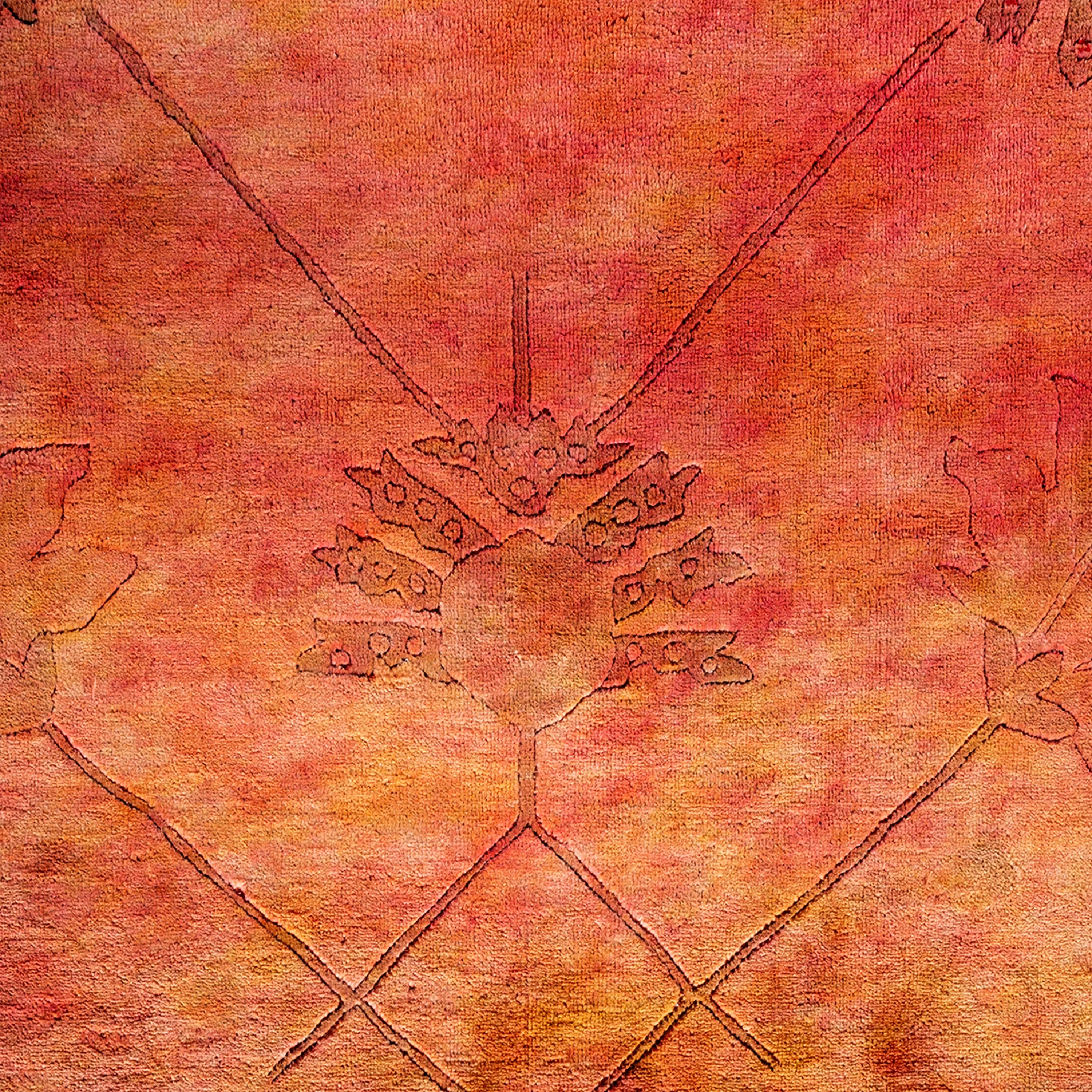 Orange Overdyed Wool Rug - 10' 1" x 14' 1"