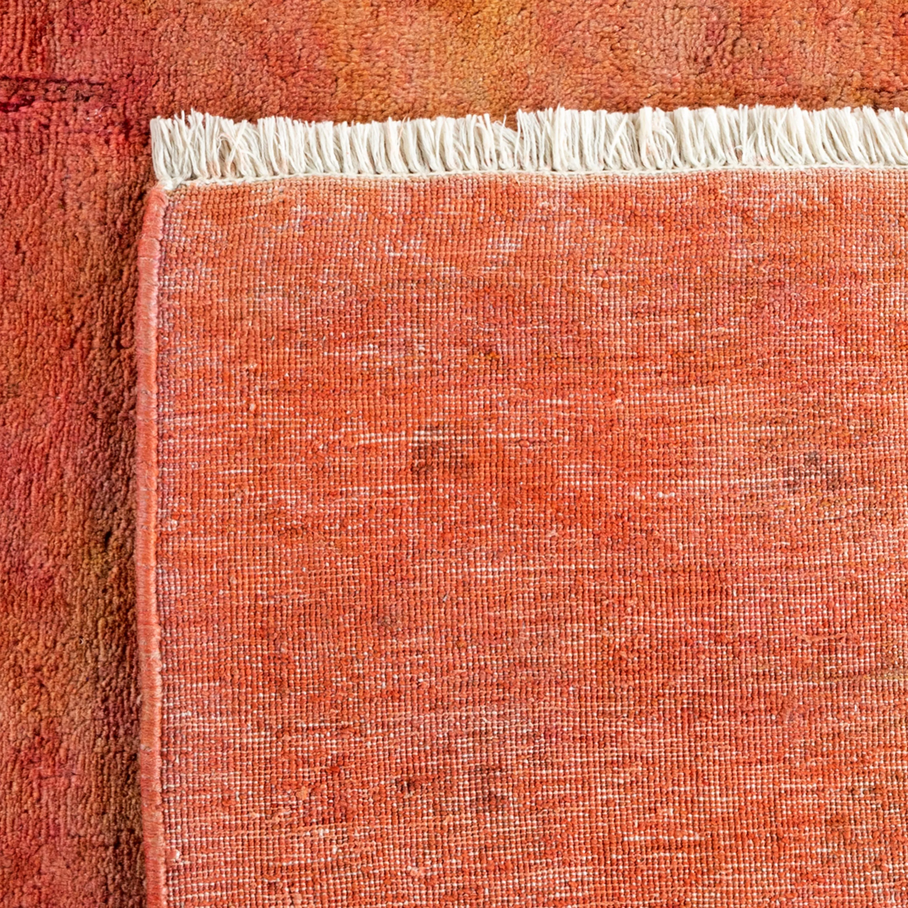 Orange Overdyed Wool Rug - 10' 1" x 14' 1"