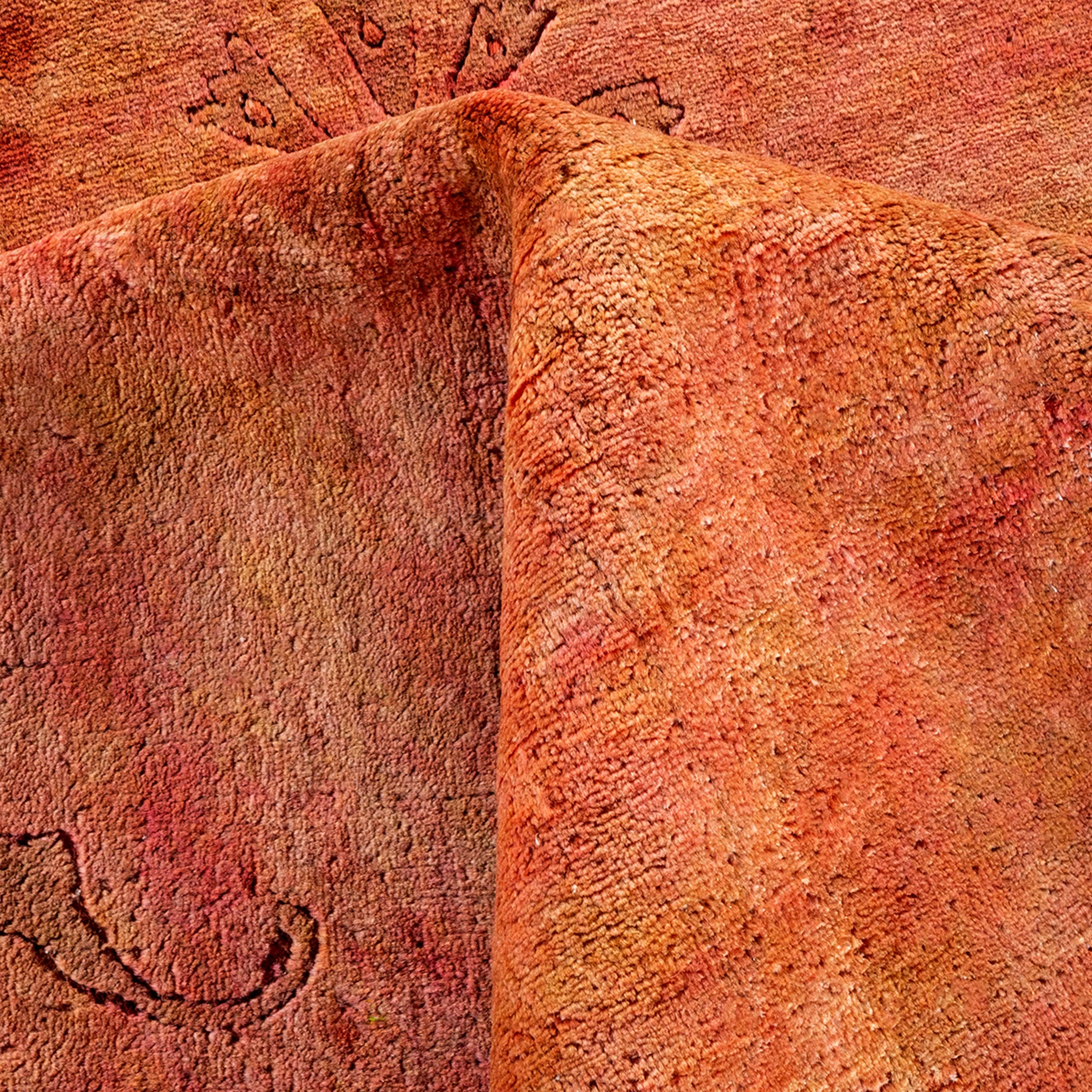 Orange Overdyed Wool Rug - 10' 1" x 14' 1"