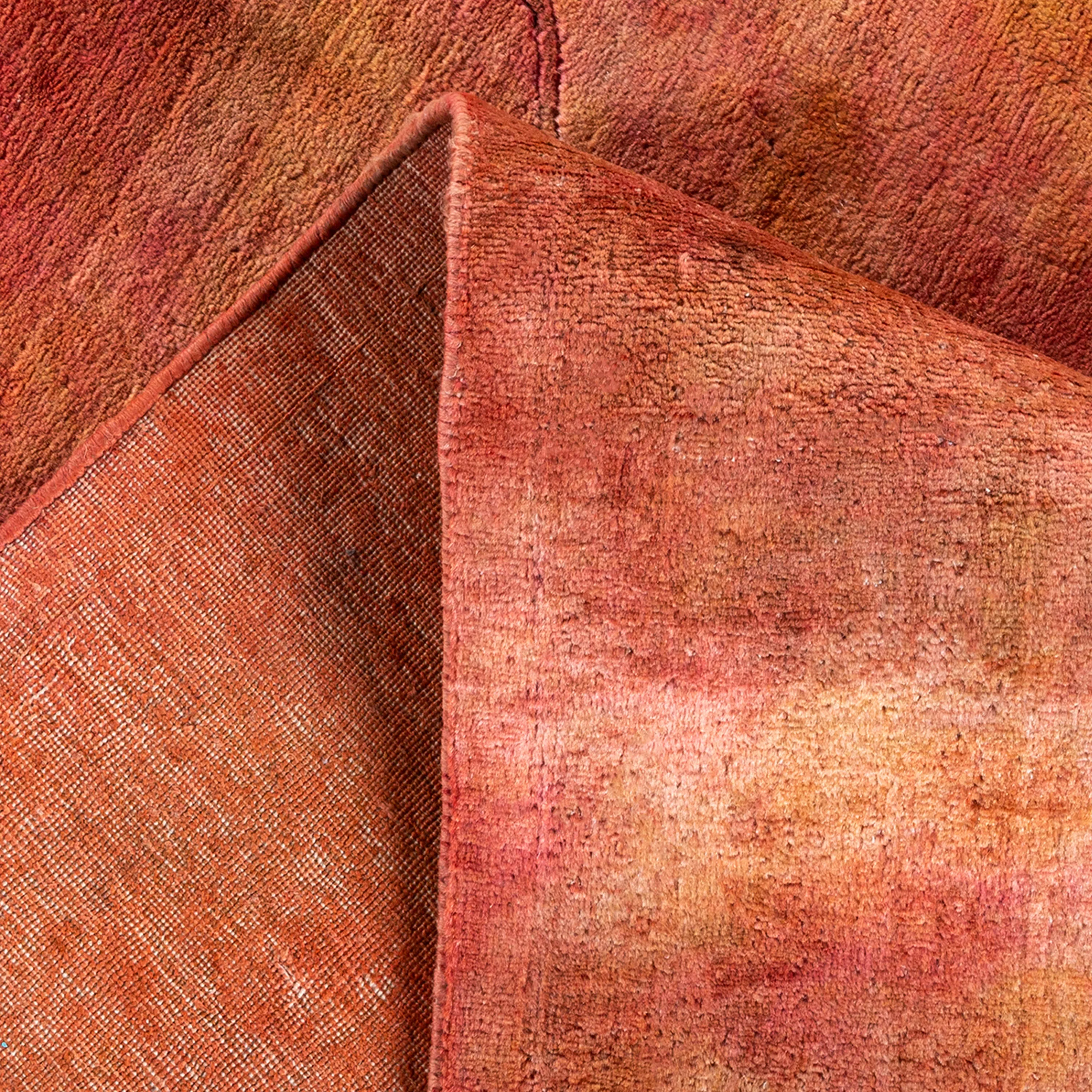 Orange Overdyed Wool Rug - 10' 1" x 14' 1"