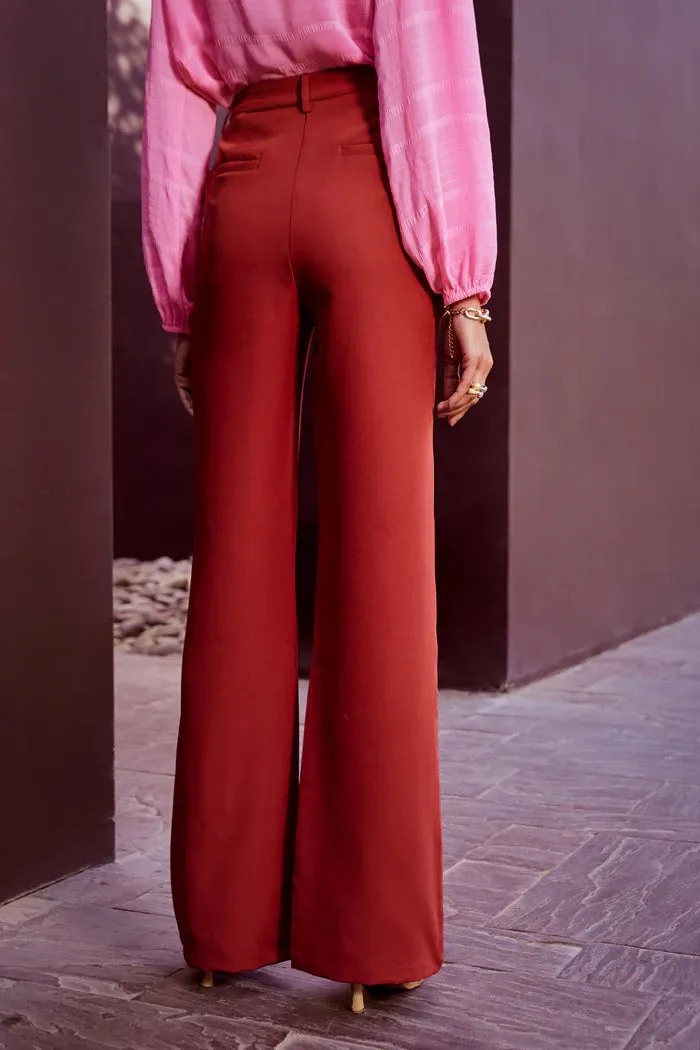 Qua Women Everyaday Hi-rise Flared Trousers