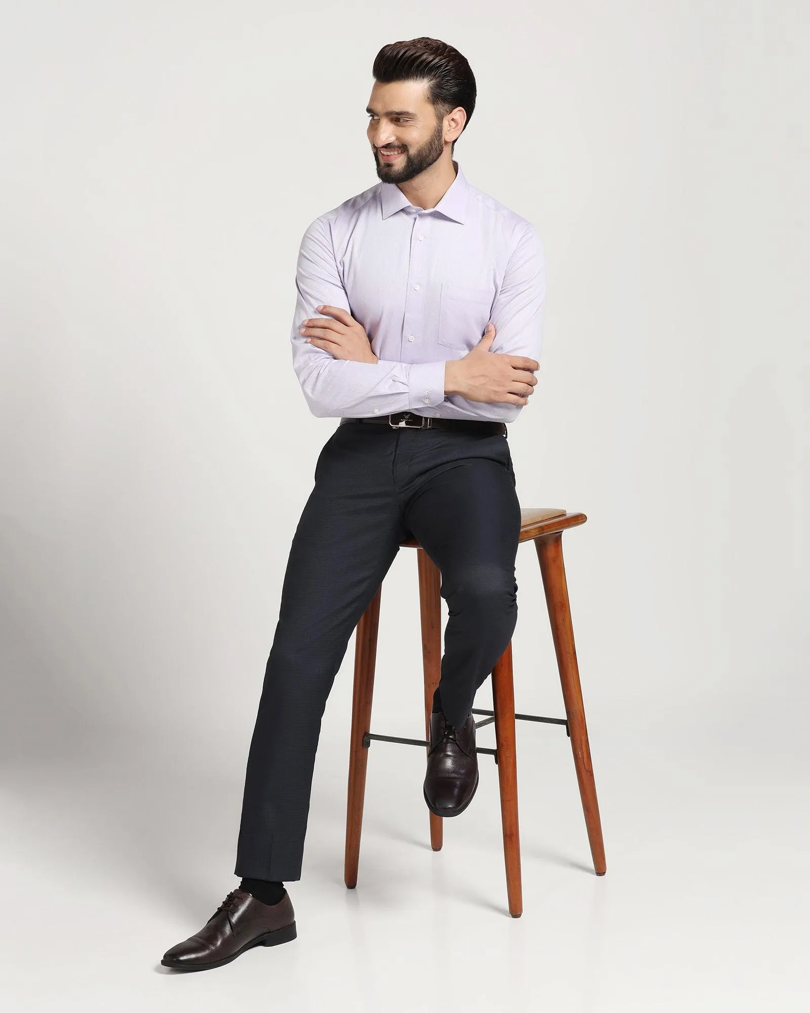 Slim Comfort B-95 Formal Navy Check Trouser - Versa