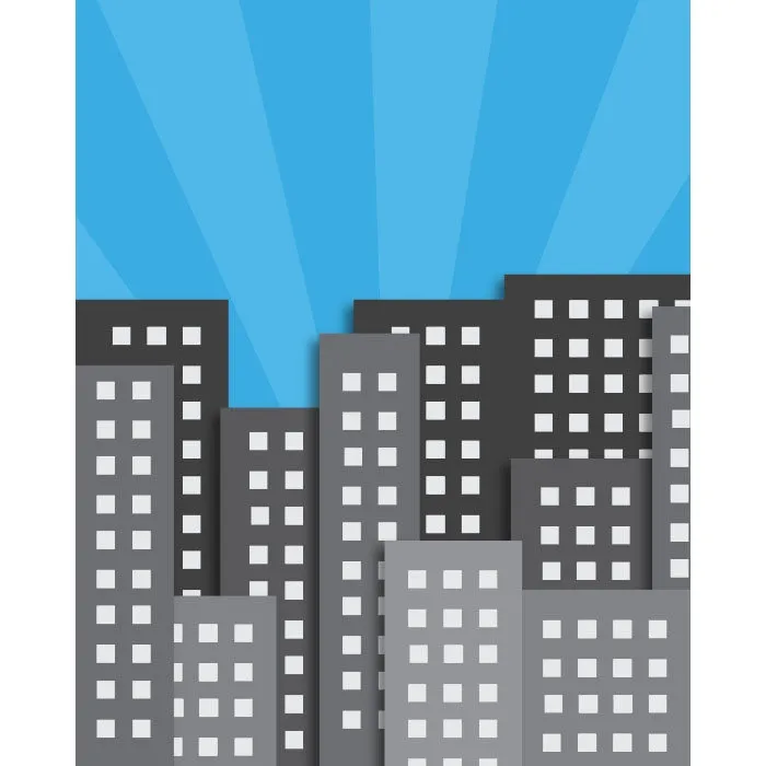 Superhero Cityscape Printed Backdrop