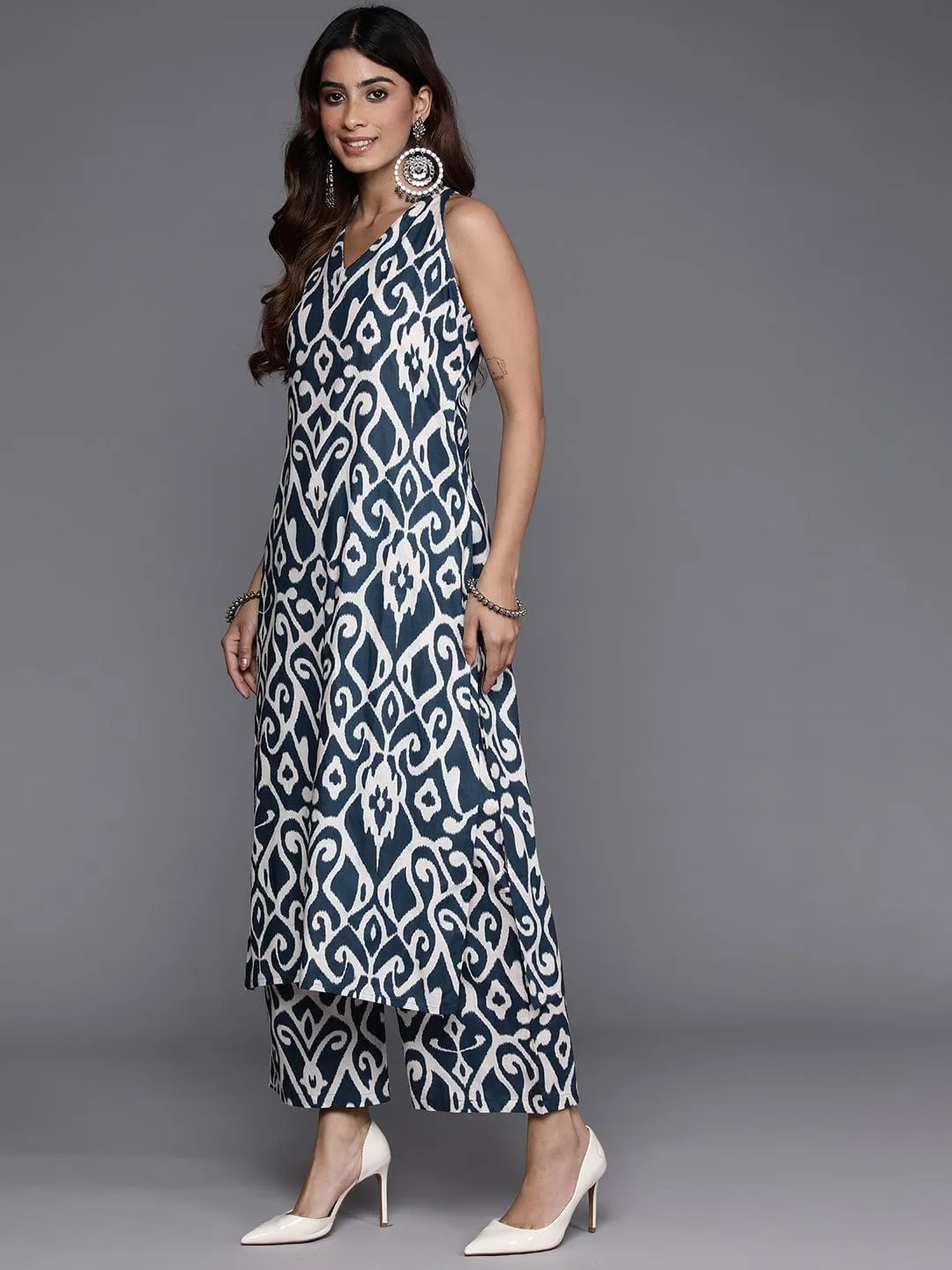 Varanga Ikat Printed Pure Cotton Kurta With Palazzos