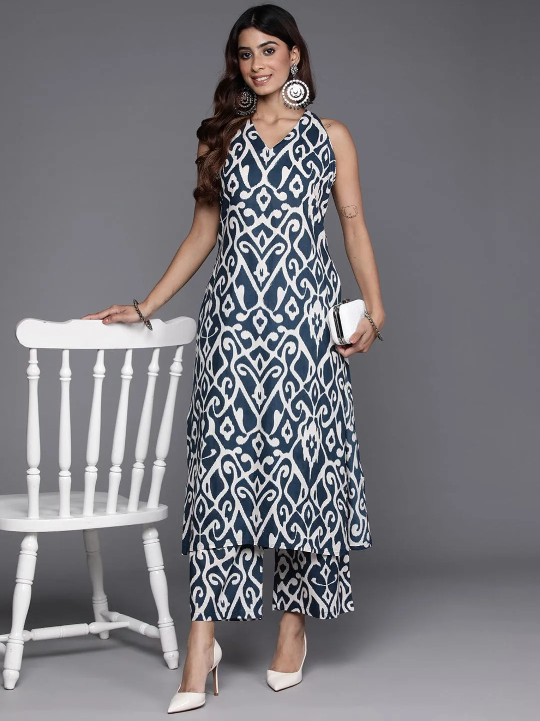 Varanga Ikat Printed Pure Cotton Kurta With Palazzos