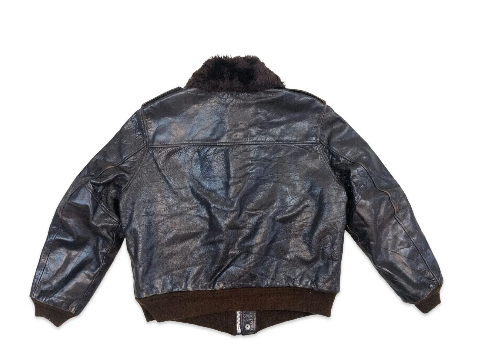VTG 50s 60s USA HORESEHIDE USN STYLE BOMBER JACKET ROCKABILLY TALON ZIP L 44”