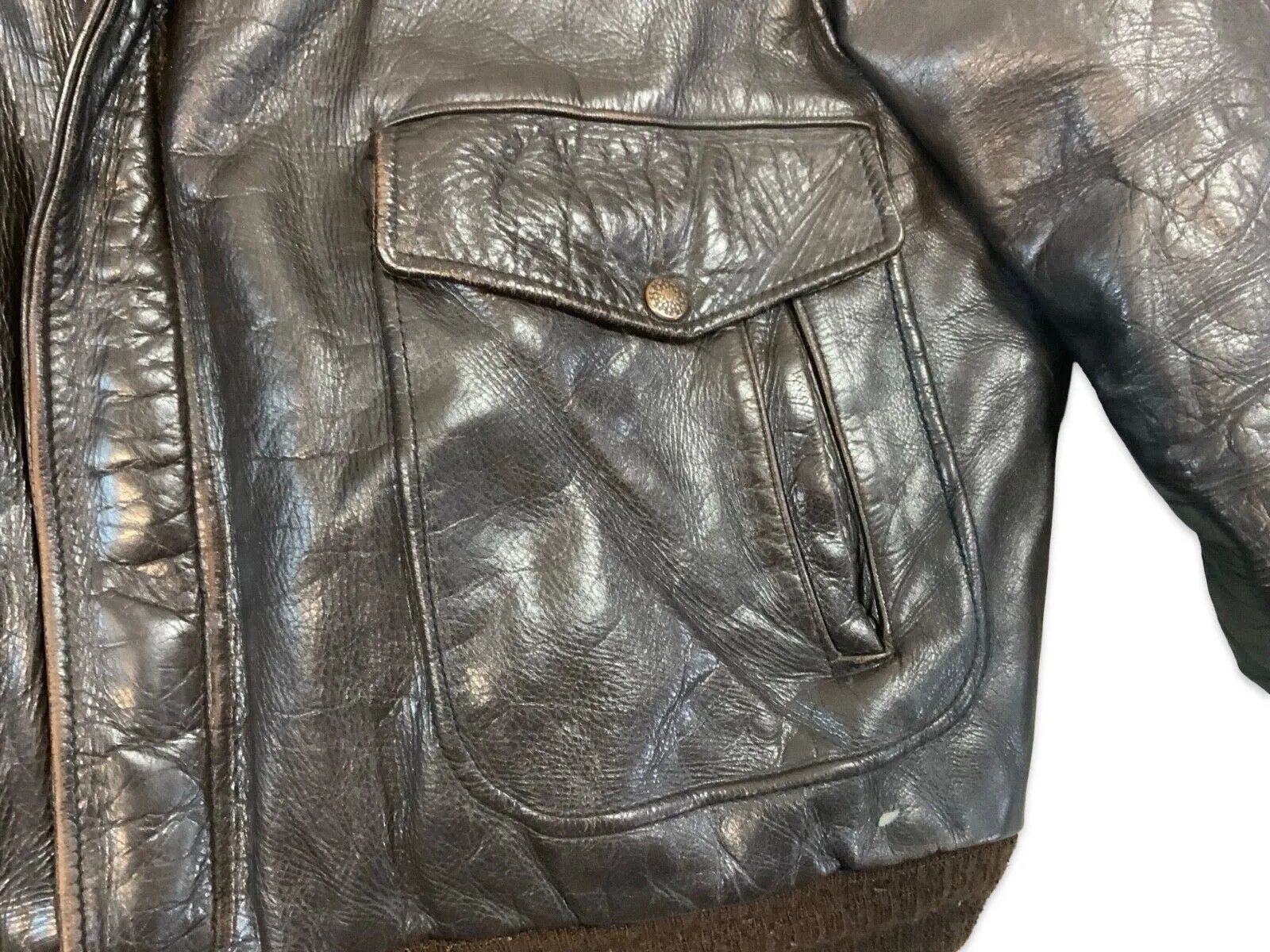 VTG 50s 60s USA HORESEHIDE USN STYLE BOMBER JACKET ROCKABILLY TALON ZIP L 44”