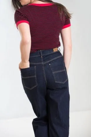 Weston Denim Jeans in Navy by Hell Bunny