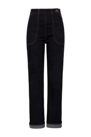 Weston Denim Jeans in Navy by Hell Bunny