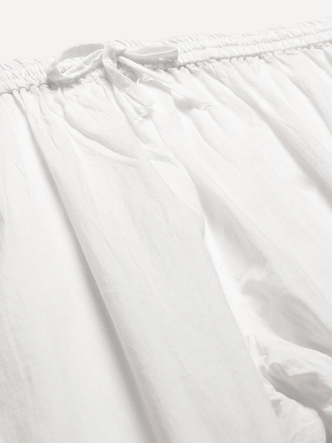 White Cotton Chikankari Sustainable Trousers
