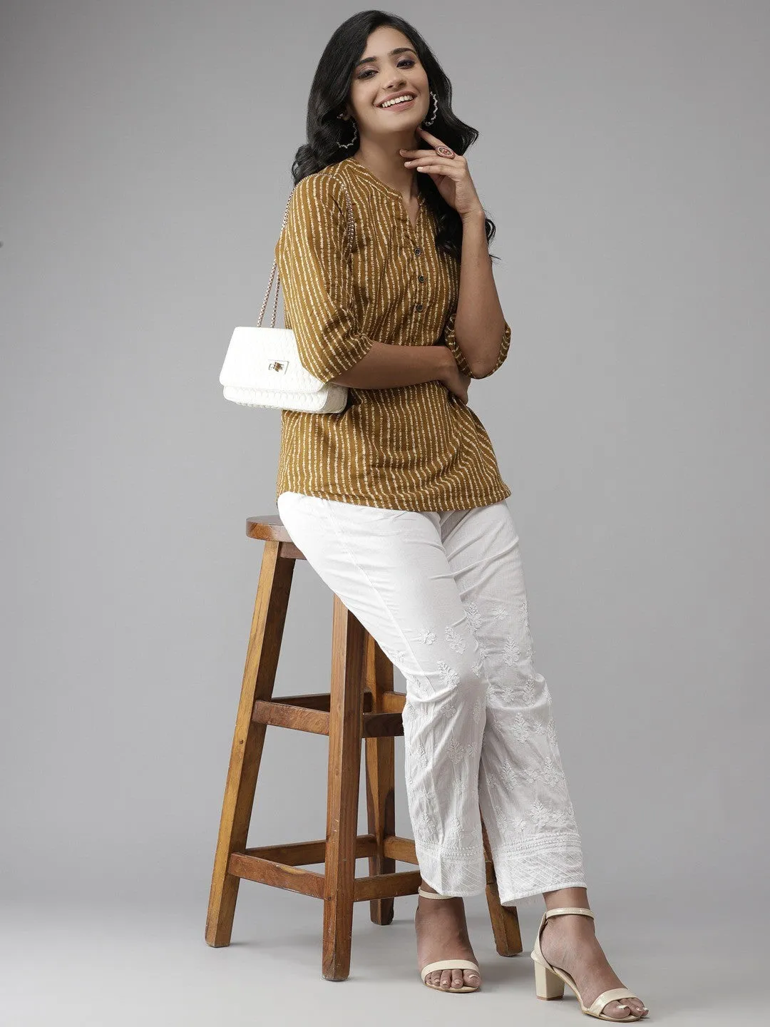 White Cotton Chikankari Sustainable Trousers