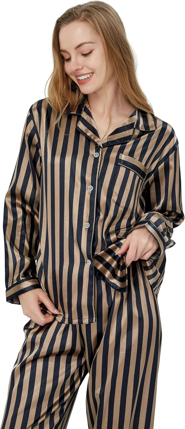 Women's Classic Satin Pajama Set Sleepwear Loungewear
