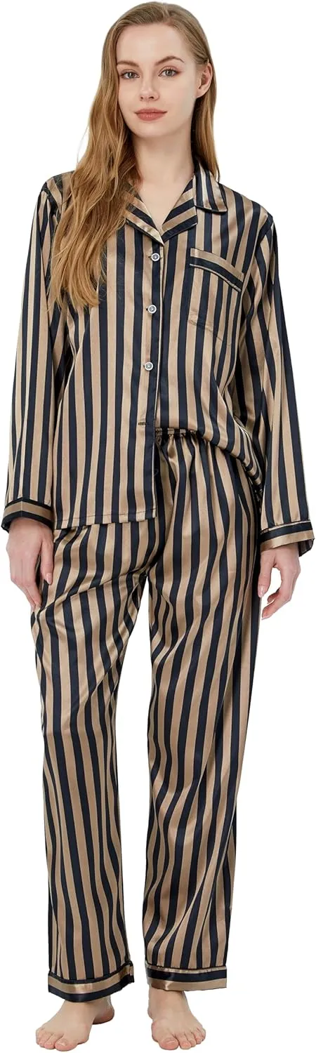 Women's Classic Satin Pajama Set Sleepwear Loungewear