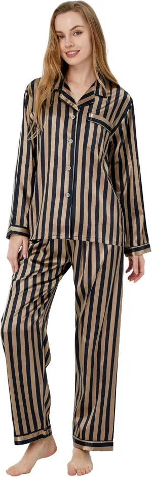 Women's Classic Satin Pajama Set Sleepwear Loungewear