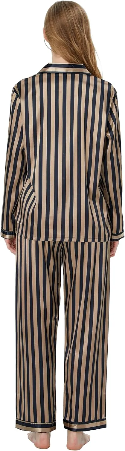 Women's Classic Satin Pajama Set Sleepwear Loungewear