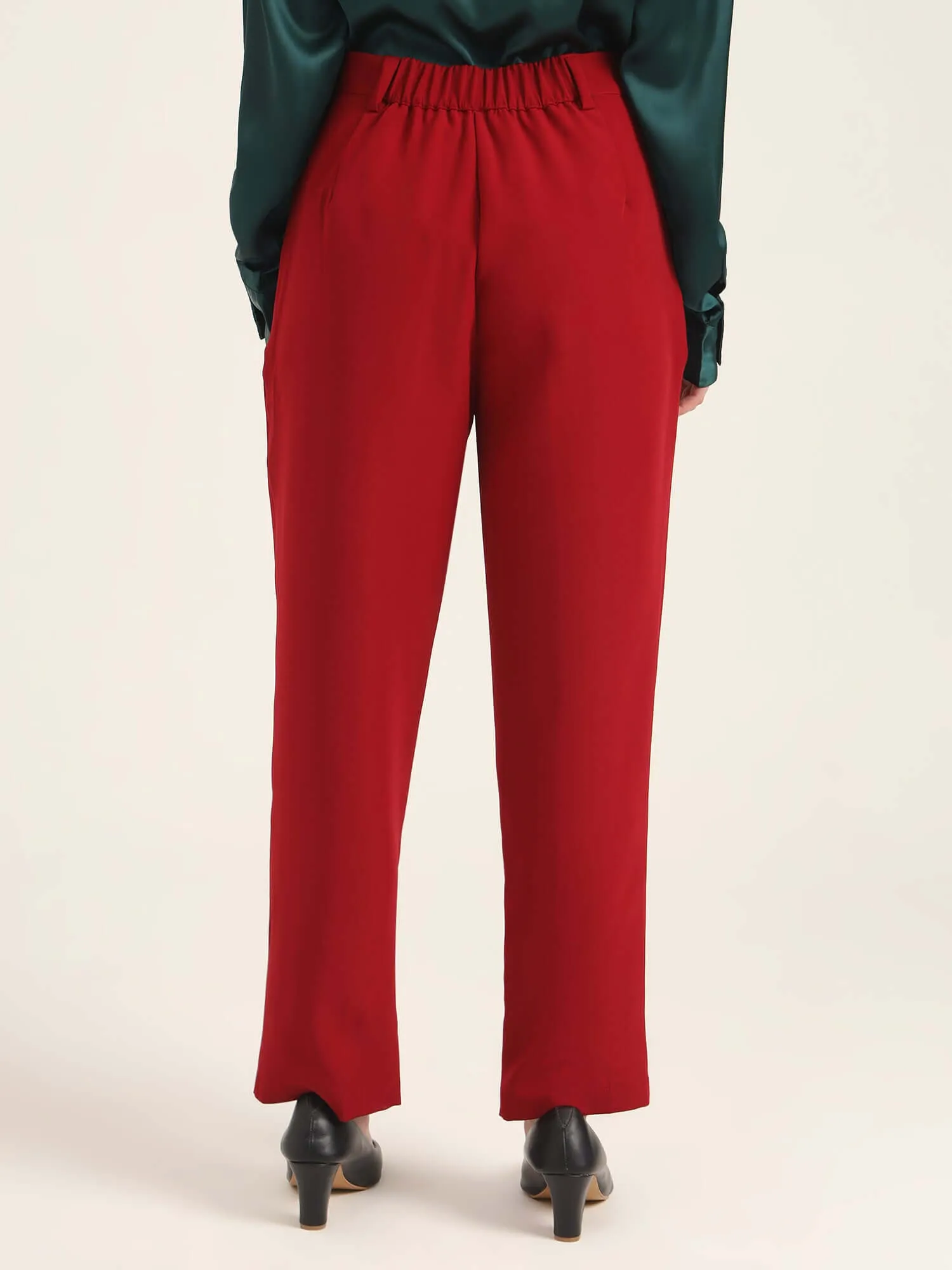 Women'S Luxury Banana Crepe Maroon C Pant