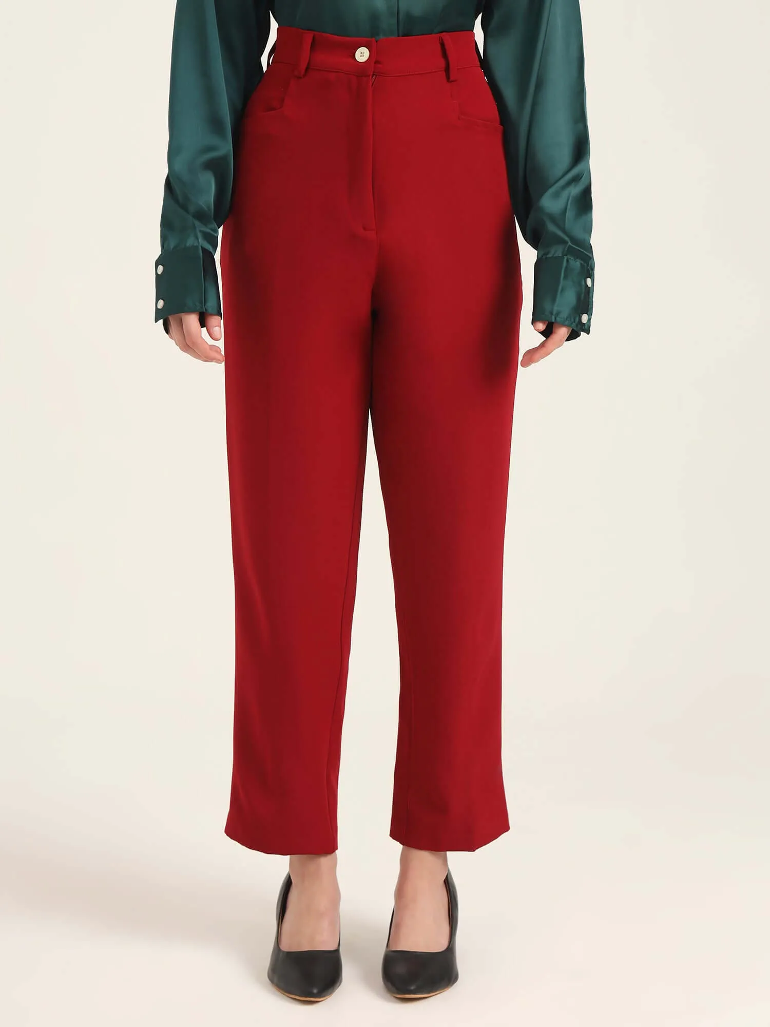 Women'S Luxury Banana Crepe Maroon C Pant