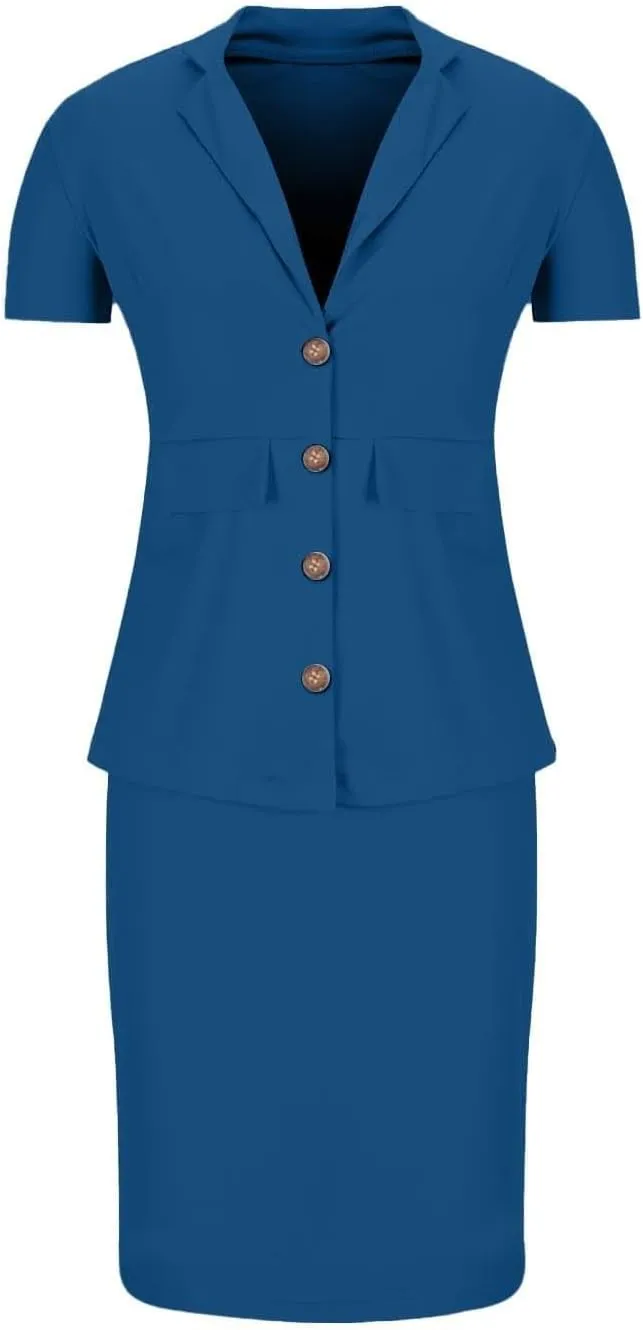 ZEFOTIM Pant/Skirt Suits for Women Dressy Wedding Blazer Solid Color Short/Long Sleeve 2 Piece Jackets